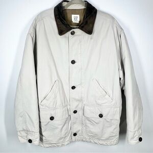 VTG Gap Insulated Lined Barn Chore Coat Leather Collar Distressed Size Medium